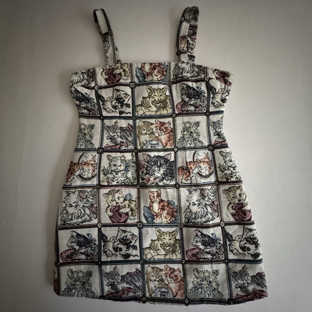 NWT Women's Size XL Cider Cat Patchwork Cottagecore Mini Dress Crazy Cat Lady
